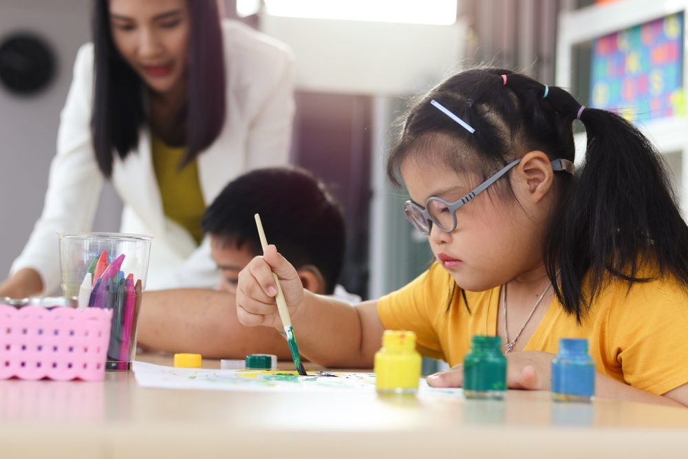 A child is painting